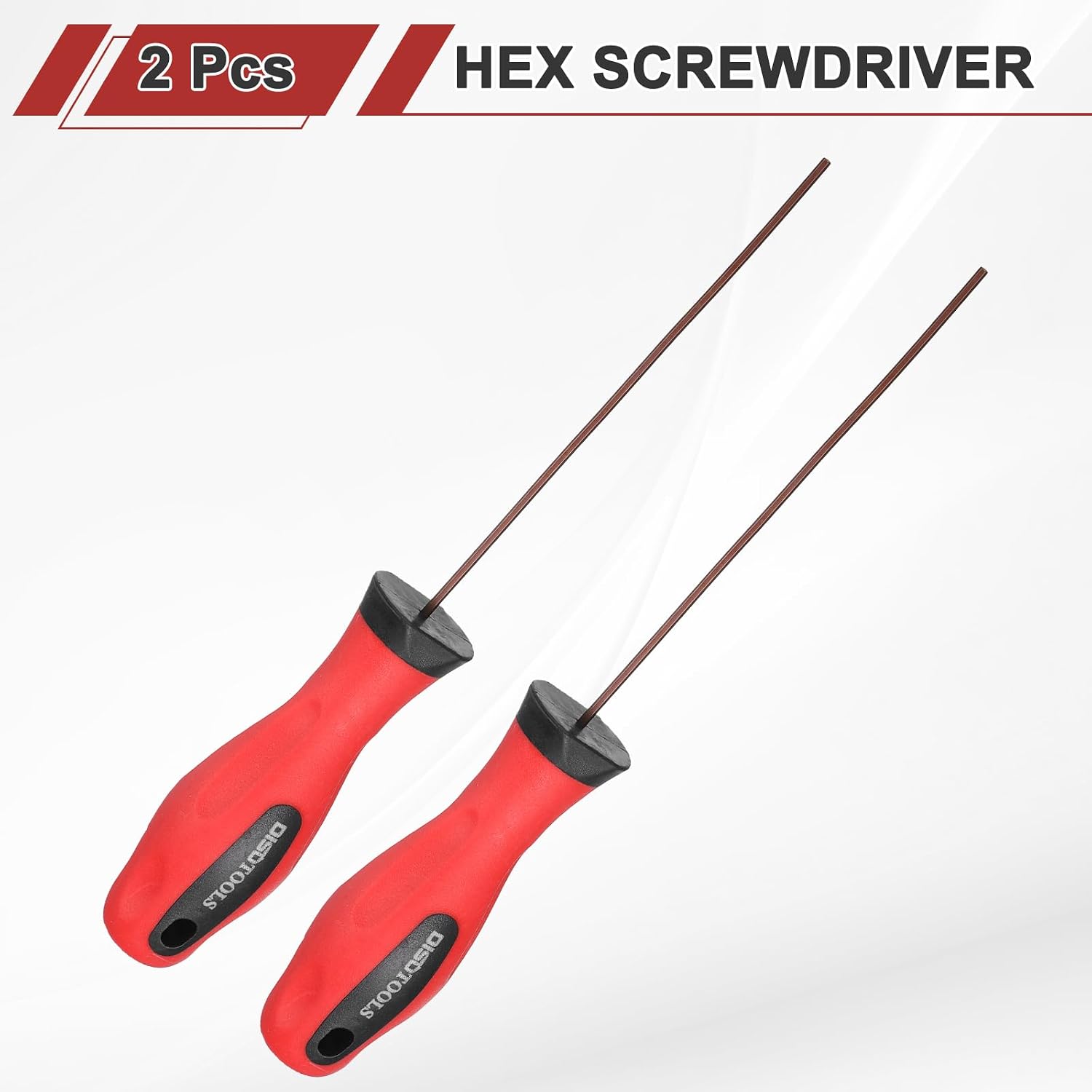 HARFINGTON 2pcs 1.5mm Metric Hex Screwdriver 7.09" Magnetic Screwdrivers 3.94" Heat-Treated S2 Alloy Steel with Ergonomic Handle for DIY Repairing, Red Brown
