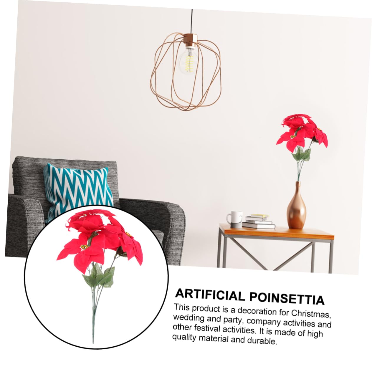 DECHOUS 2piezas Ramo De Flores Artificiales De Poinsettia Roja para Decoración Navideña De Poinsettia Simulada para Fiestas y Decoración del Hogar