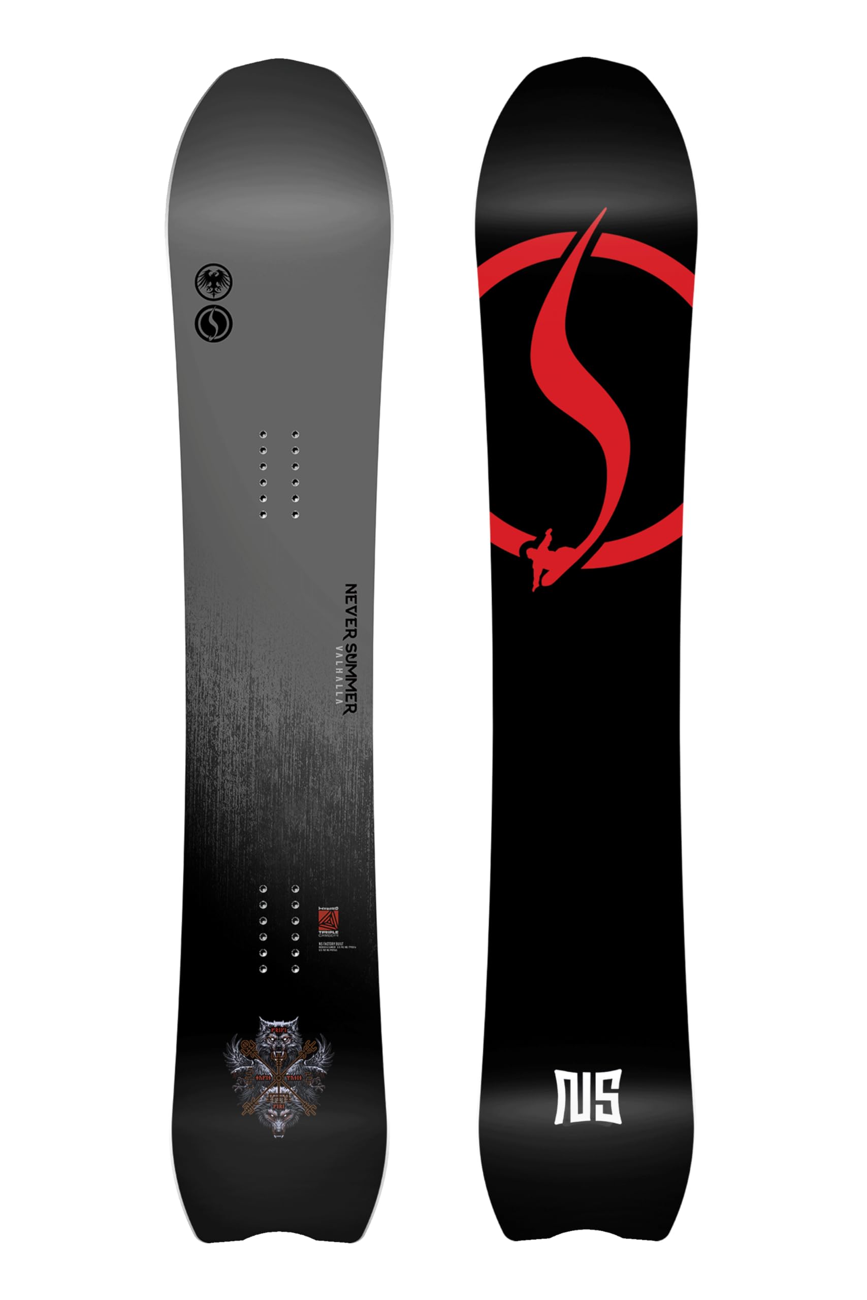 Never Summer Valhalla Men's Freeride Snowboard - Stiff Flex, Hybrid Triple Camber, Directional