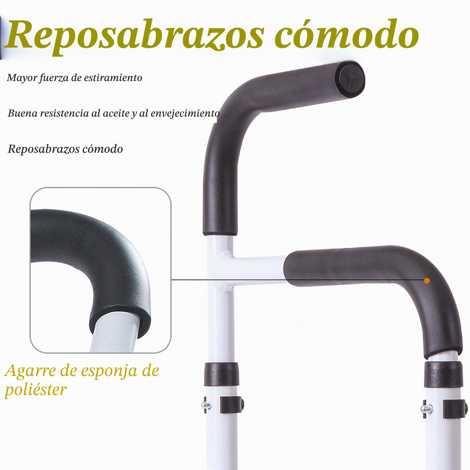 Ayuda para subir escaleras de aluminio, altura ajustable de 76 cm a 117 cm, bastón estable, altura ajustable, ayuda para personas mayores, adultos, capacidad de carga 136 kg