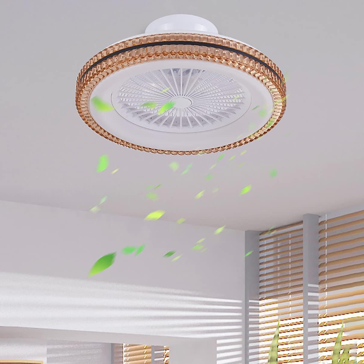 YUEGOO Fan with Ceiling Light and Remote Control Silent 3 Speeds Bedroom Led Dimmable Ceiling Fan Light 72W Modern Living Room Quiet Fan Ceiling Light/D