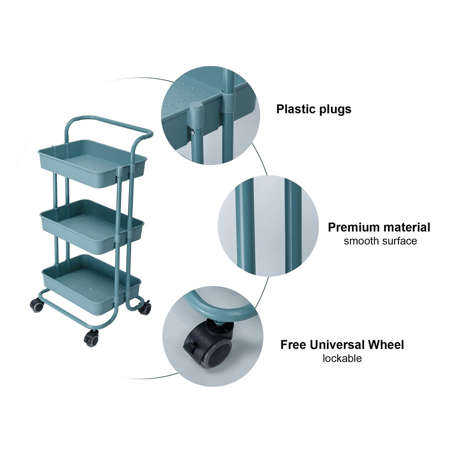 Almacenamiento rodante de color marfil que ahorra espacio para cocina y baño, carrito nizer extraíble con ruedas, estante de suelo multifuncional, ideal para espacios pequeños