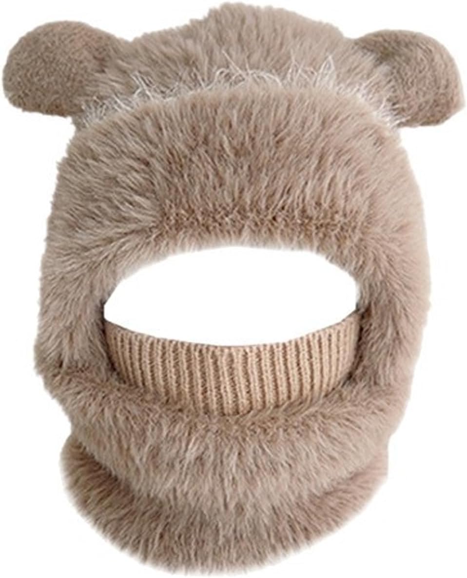 Hat for Women with Scarf and Mask Brown