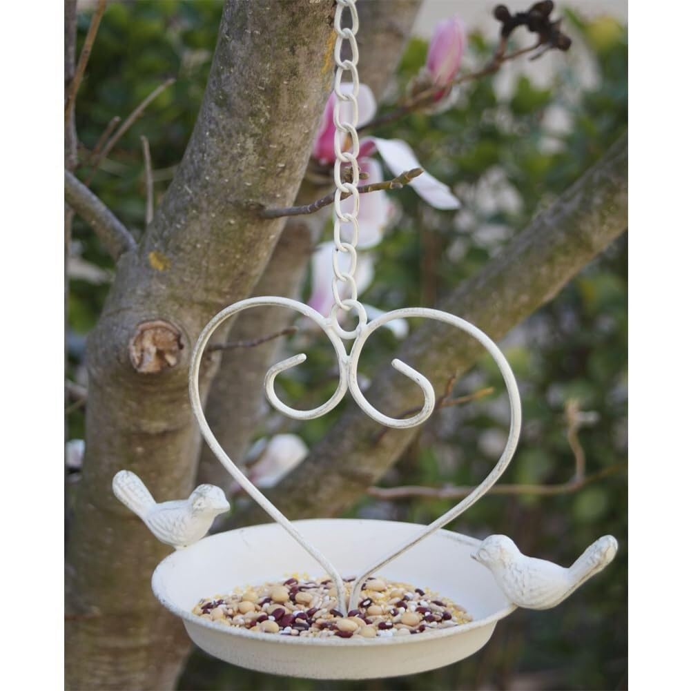Hängendes Vintage-Vogelhäuschen aus Gusseisen mit Vogeltränke, Deckplattform, leicht zu befüllen, sauber, wetterbeständig, for den Garten im Freien