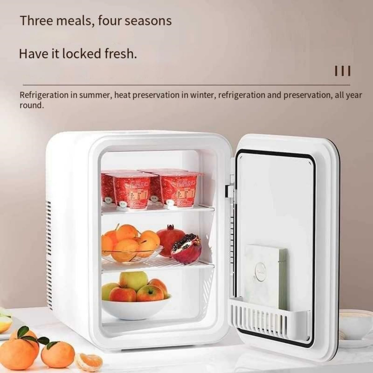 Mini Fridge Fridge 18LSmall Refrigerator Compact Refrigerator Portable Cooler and Warmer, Office， Dorm and Car（ White