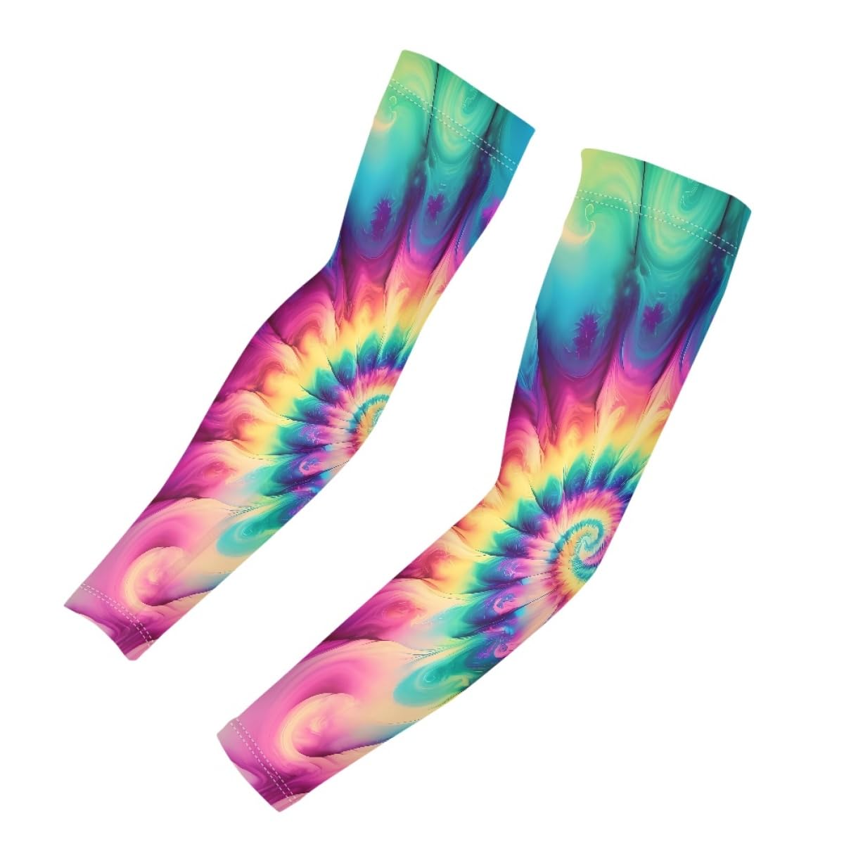 ENLACHIC Rainbow Tie Dye Gardening Sleeves Arm Protection for Women with Thumb Hole Sun UV Protection Sleeves to Cover Arms Cooling Arm Sleeves for Women Outdoor,M