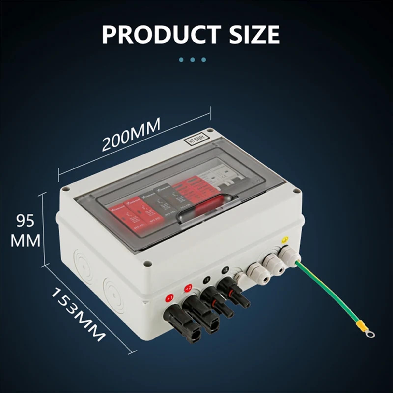 Quadro di combinazione fotovoltaico solare con protezione contro i fulmini, 2 ingressi, 1 uscita, DC 600 V, fusibile MCB SPD, scatola impermeabile a 2 stringhe, IP65(25A DC MCB)