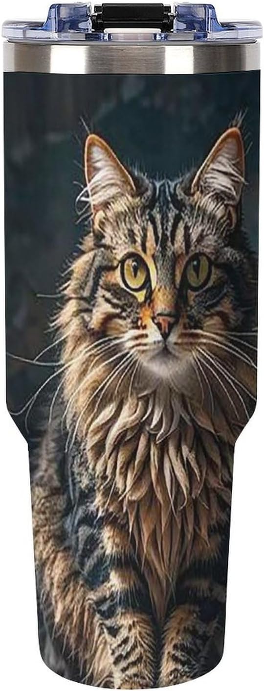 40 Oz Tumbler with Straw And Lid Cute And Lovely Cat Insulated Travel Coffee Mug Stainless Steel Water Bottle Vacuum Insulated Tumblers for Sport Work Car Travel Weekends
