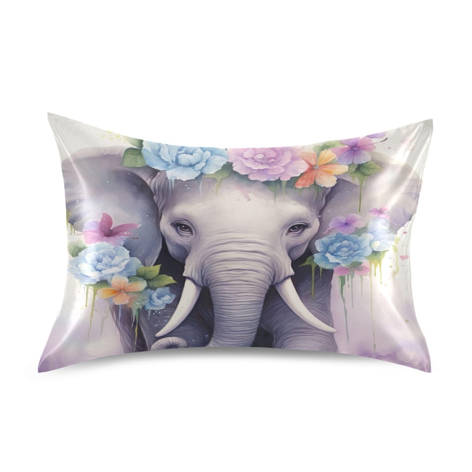Kigai Satin Pillowcase For Hair & Skin - Cooling Elephant Design, Envelope Closure, Standard/Queen/King Sizes - View #8