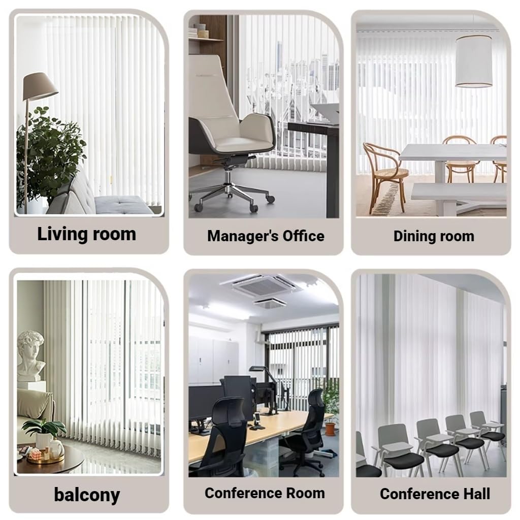 Tende Verticali Oscuranti in Tessuto per Finestre Grandi, Tende a Lamelle Verticali in Tessuto Bianco con Isolamento Termico, 60-250cm Veneziane per Ufficio o Casa, Protezione Privacy(W110xH220cm)