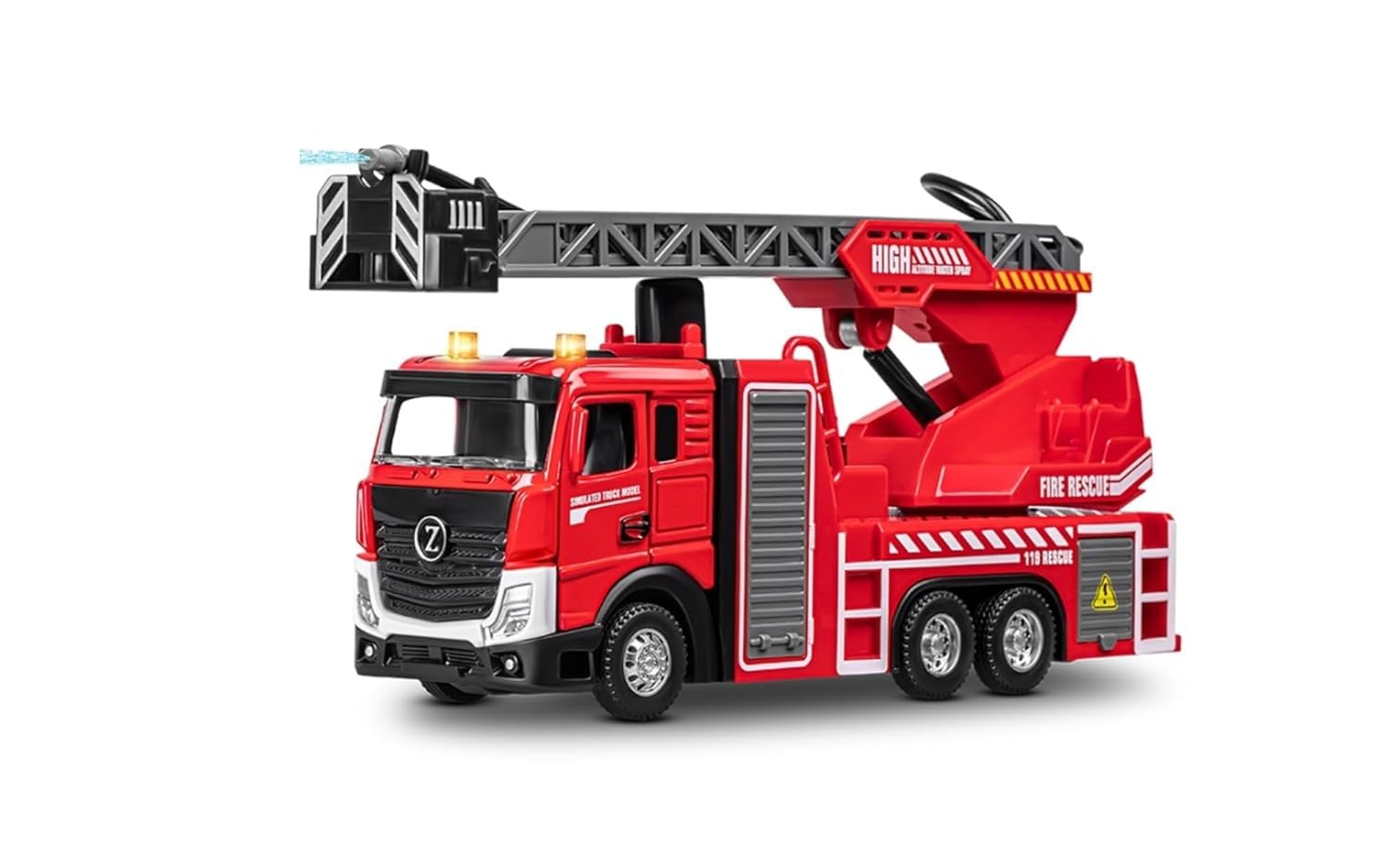 Fire Rescue Truck Toy with Water Spray, 19.5x5.5x12 cm | Light & Sound Effects, Rotating Spray Nozzle, Openable Doors, One-Touch Sprinkler, Kids Toy-image-13