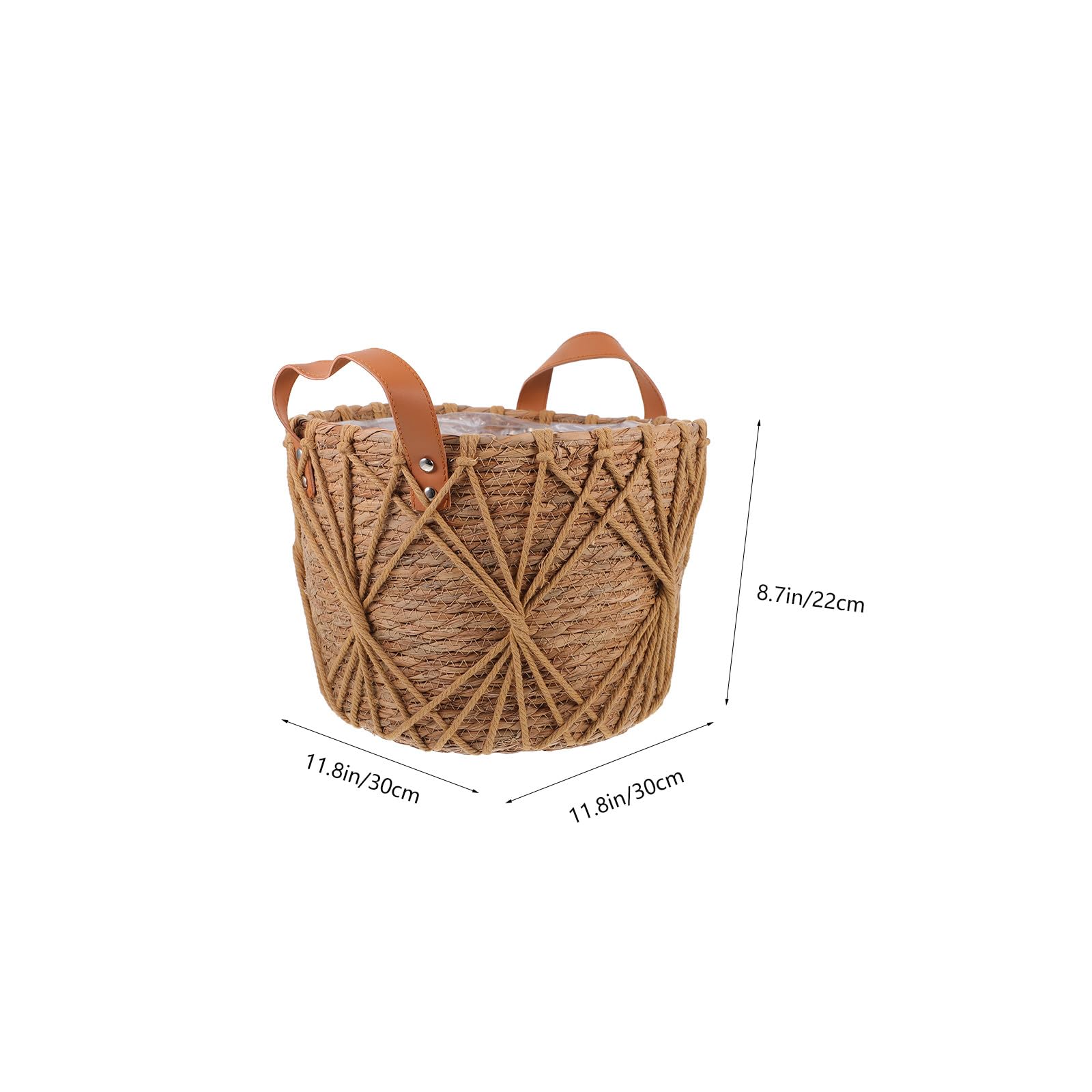 Cesto Intrecciato Decorativo in Paglia Naturale per Piante e Fiori, Contenitore Multiuso Resistente per Interni, Vaso Portaoggetti Rustico per Soggiorno, Dimensioni 29x22 Cm