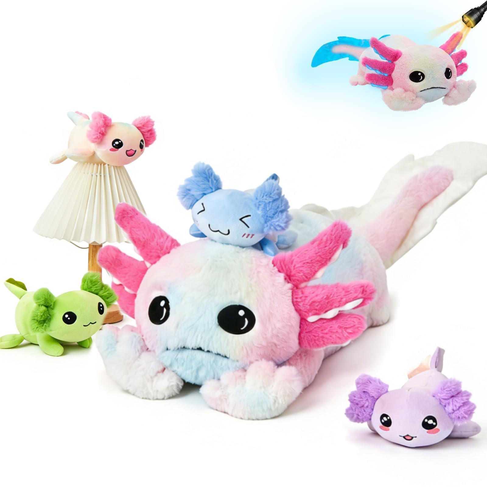 MaoGoLan 5 Pcs Axolotl Stuffed Animal with Babies Inside, 31.5" Tie-Dye