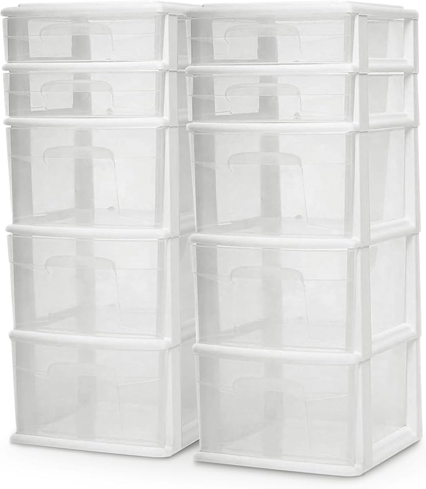 Amazon.com: HOMZ 2-Pack Drawer Tower, 5-Tier Clear Plastic Storage Amazon.com: HOMZ 2-Pack Drawer Tower, 5-Tier Clear Plastic Storage