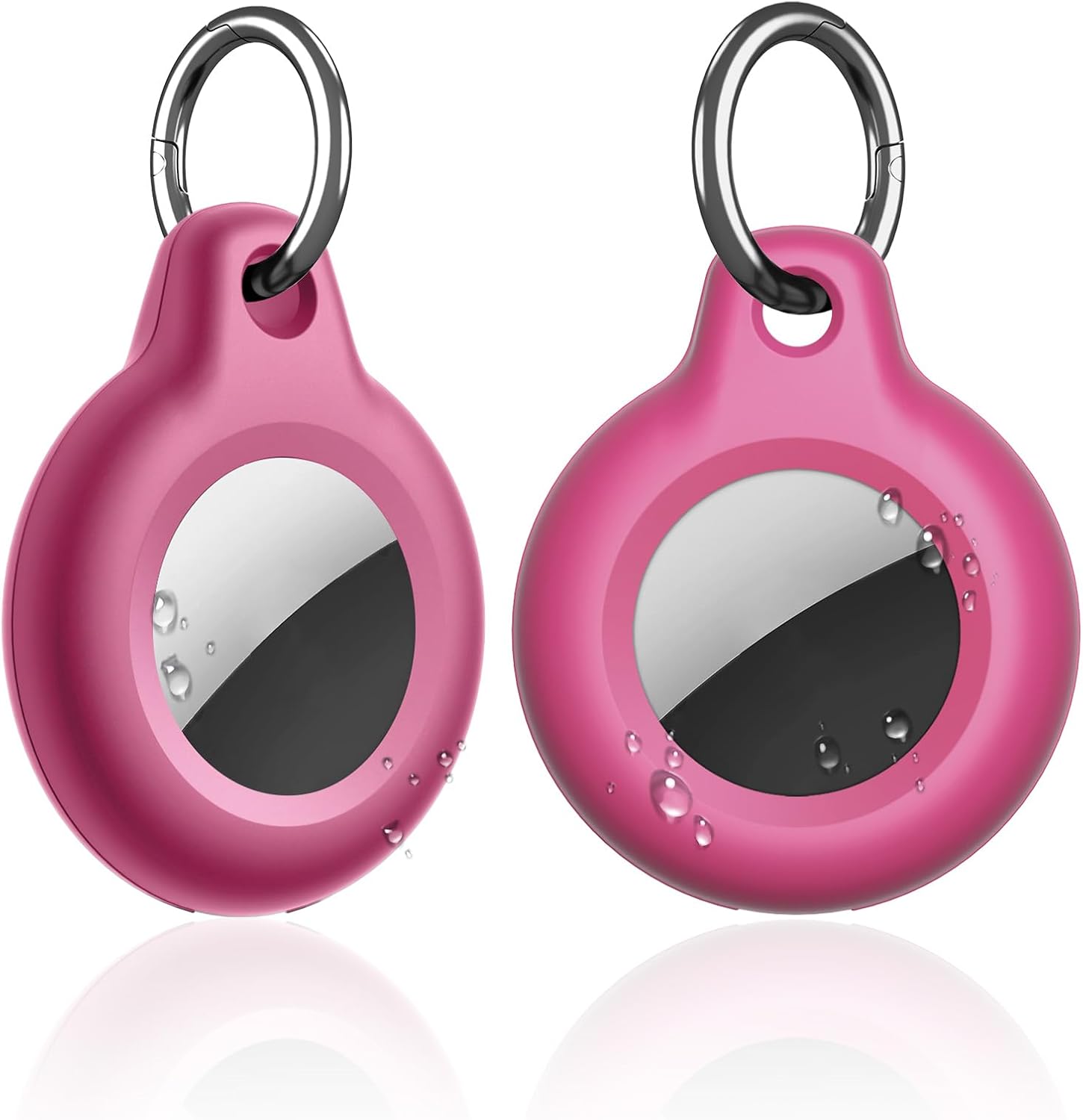 SUPFINE for Airtag Holder Waterproof,2 Pack Air Tag Keychain,Full Body Protective Tracker Case with Loop Key Ring for Apple Tags,IPX8 Cover for Wallet,Luggage,Cat,Dog,Pets,for Item Finder(Rose Red)
