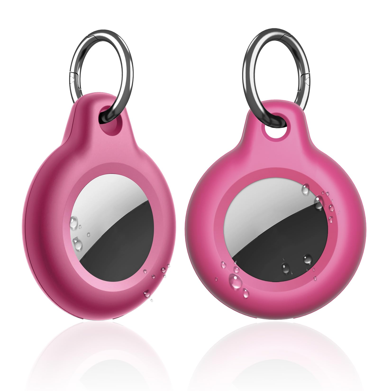 SUPFINE for Airtag Holder Waterproof,2 Pack Air Tag Keychain,Full Body Protective Tracker Case with Loop Key Ring for Apple Tags,IPX8 Cover for Wallet,Luggage,Cat,Dog,Pets,for Item Finder(Rose Red)