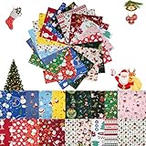 80 pièces de tissus en coton pour Noël, carrés de 25x25 cm, 20 designs festifs de Père Noël et bonhomme de neige, lot de patchwork pour matelassage, créations et décorations de vacances DIY