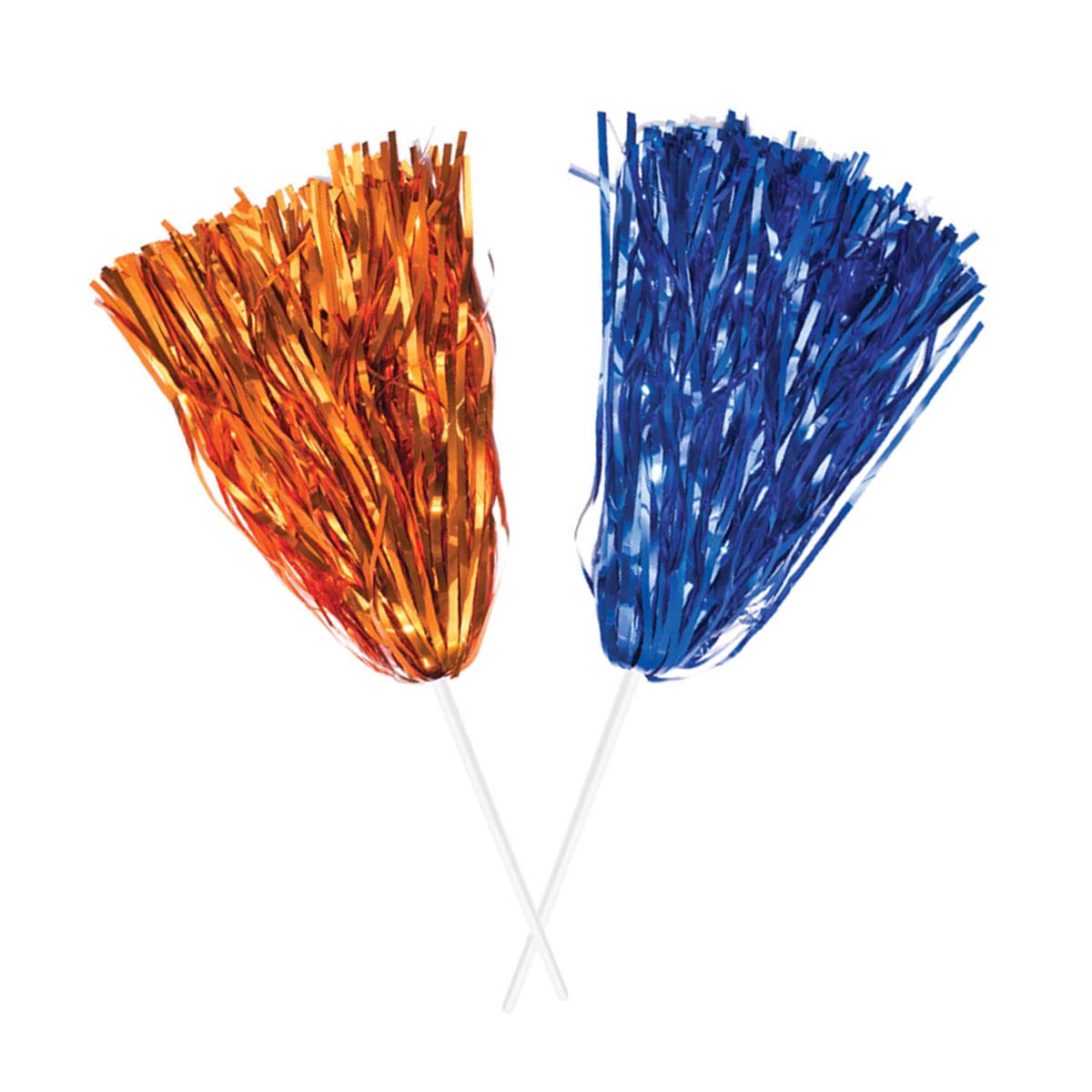 Anderson's Premium Metallic Orange and Royal Blue Foil School Spirit Shakers Cheerleader Pom Poms Sports Football Basketball Homecoming Squad Team Party Dance Club Performance Celebration Pack of 10