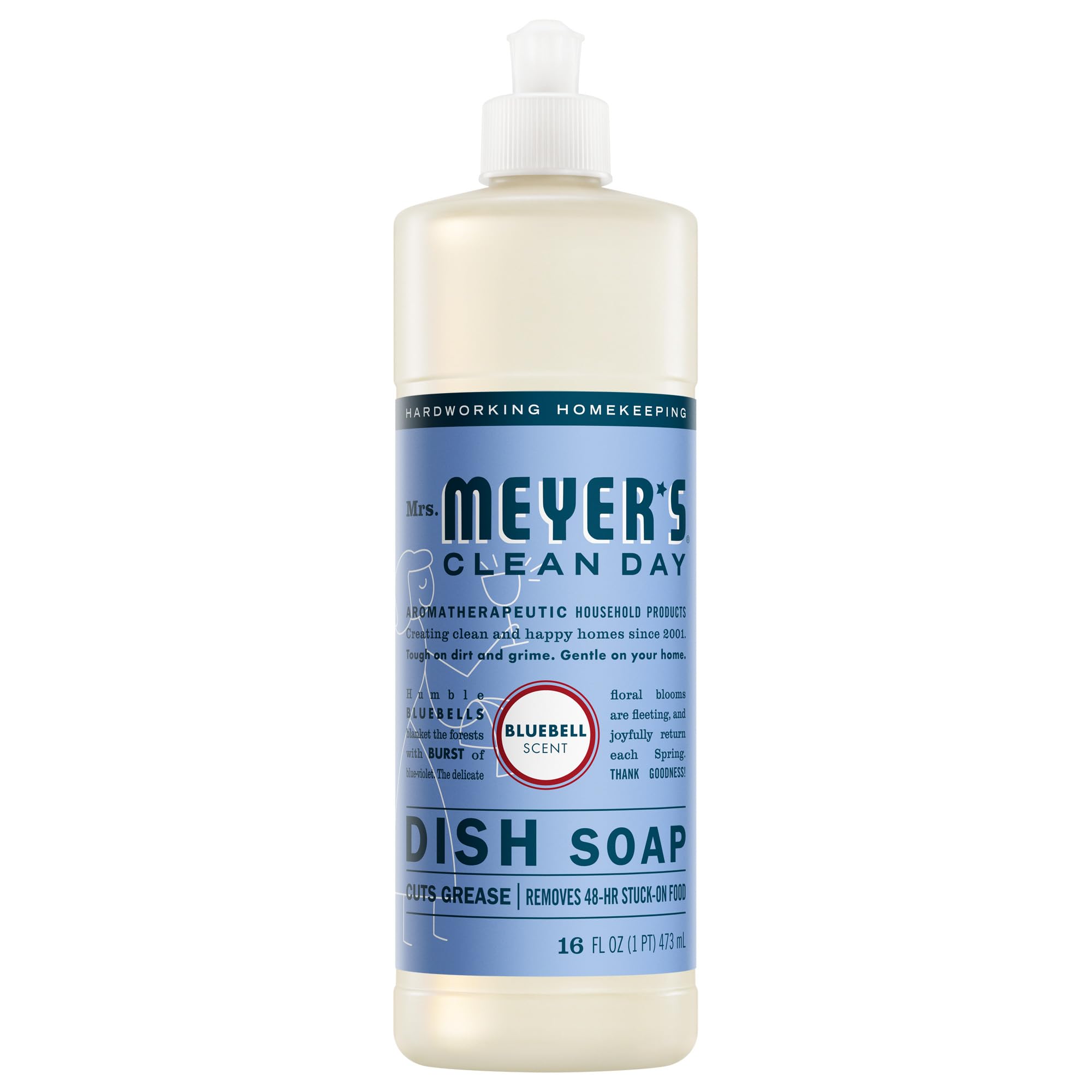 MRS. MEYER'S CLEAN DAY Liquid Dish Soap, Bluebell Scent, 16 Fl Oz Bottle