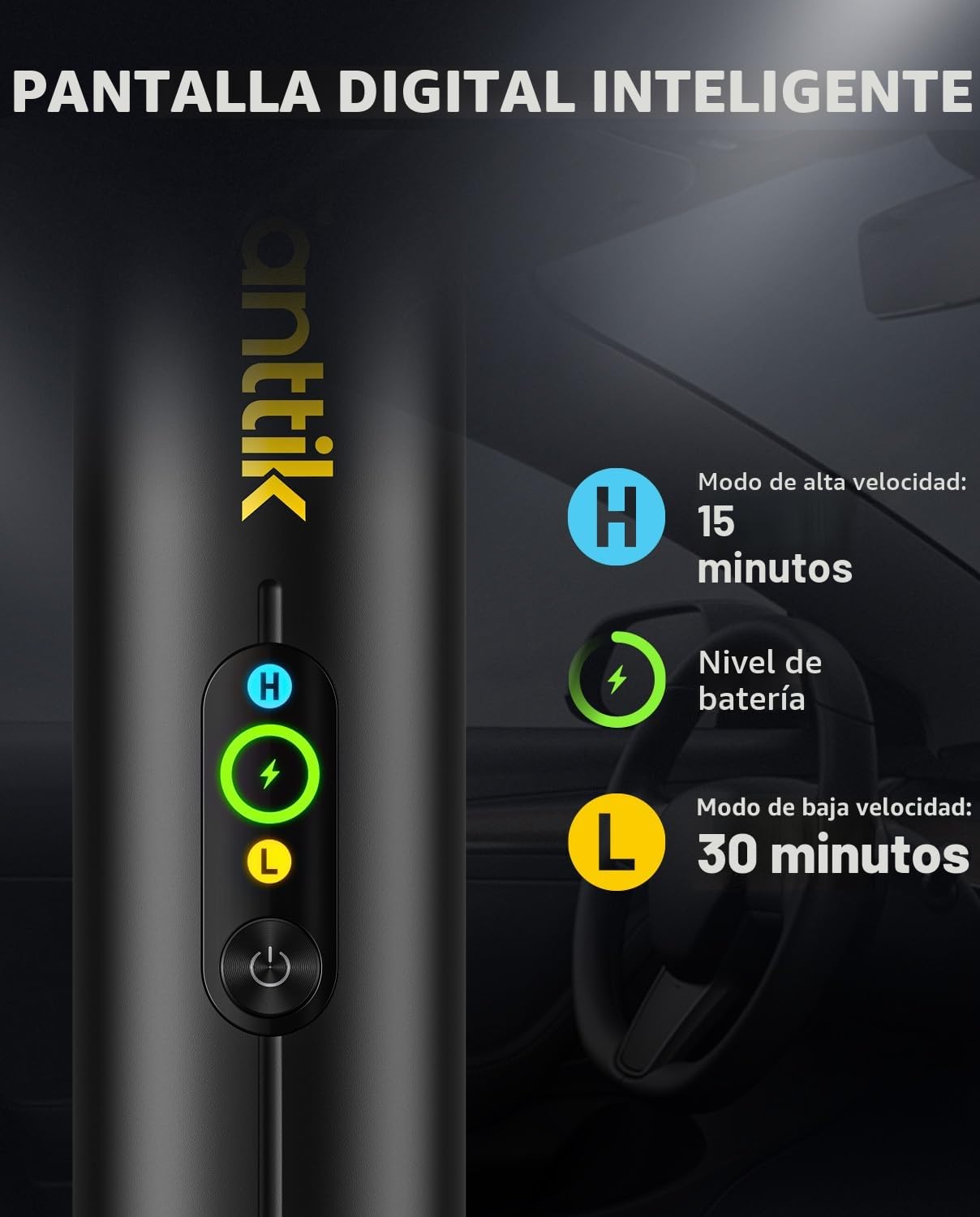 Fanttik Slim V10 APEX Aspirador Inalámbrico 4-en-1 para Coche y Portátil Mini, 19 kPa de Potencia de Succión, Pantalla Digital Inteligente, 2 Modos de Succión para Pequeñas Tareas de Limpieza, Coche