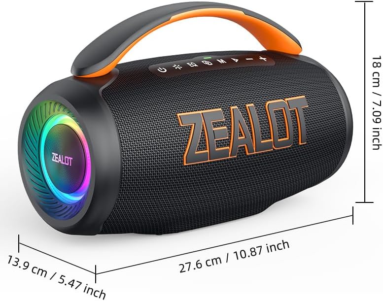 ZEALOT P12 Bluetooth-højttaler bagpå view med porte