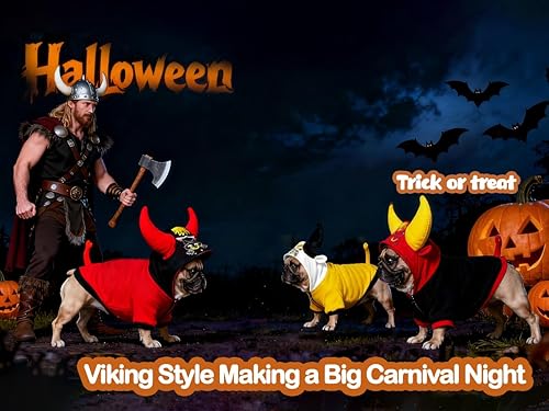 Miniatura 9 de iChoue Sudaderas con capucha de diablo de uso diario, disfraces de perro lindos para Halloween Navidad, trajes para perros medianos, sudaderas sin