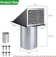 Vista 2 de Cubierta de ventilación de secadora de 4 pulgadas en el exterior, cubierta de ventilación de la secadora de pared al aire libre, tapa de ventilación