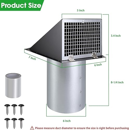 Miniatura 2 de Cubierta de ventilación de secadora de 4 pulgadas en el exterior, cubierta de ventilación de la secadora de pared al aire libre, tapa de ventilación