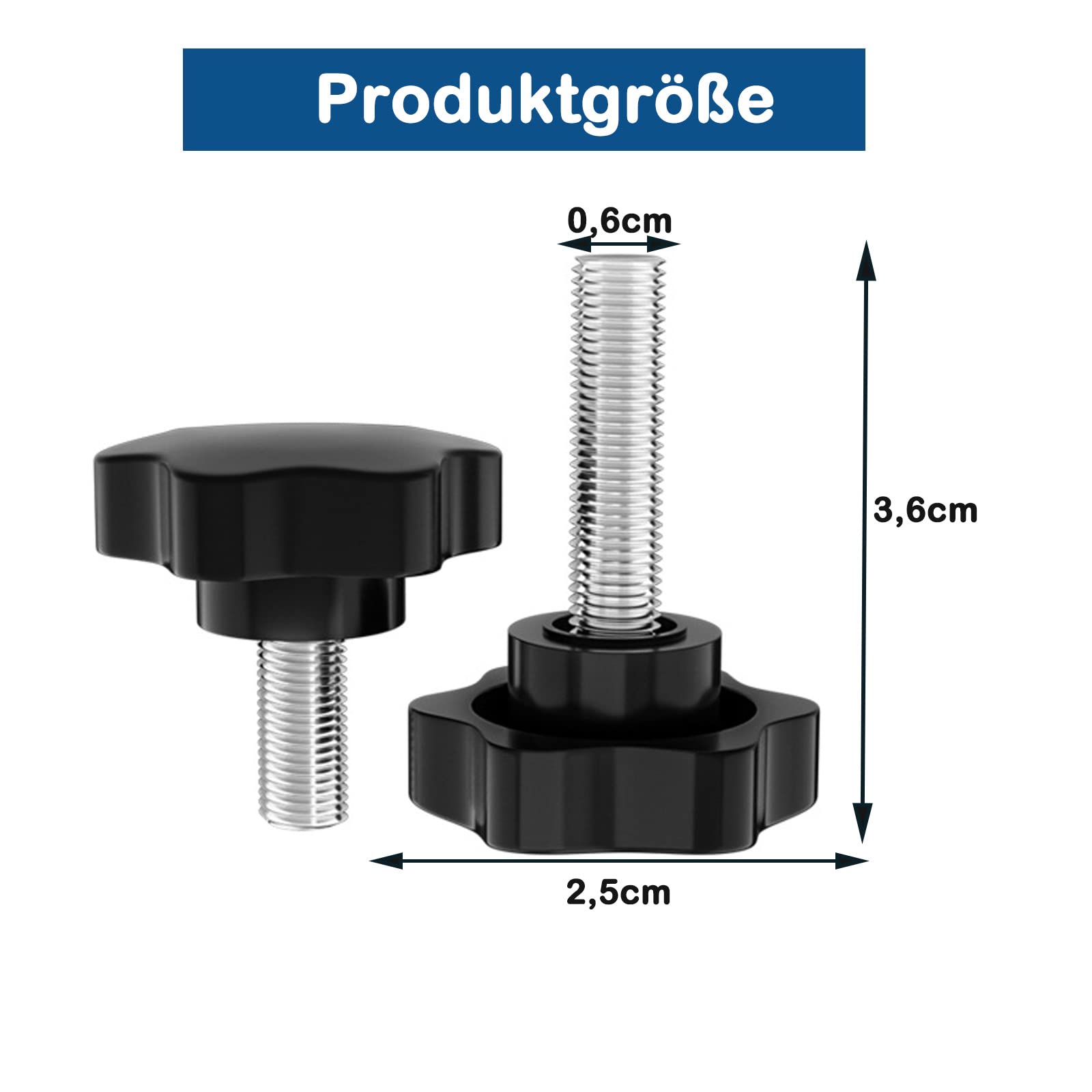 Produktbild von Sterngriffmutter M8 12 Stück Rändelschraube Äußerer Durchmesser 32mm