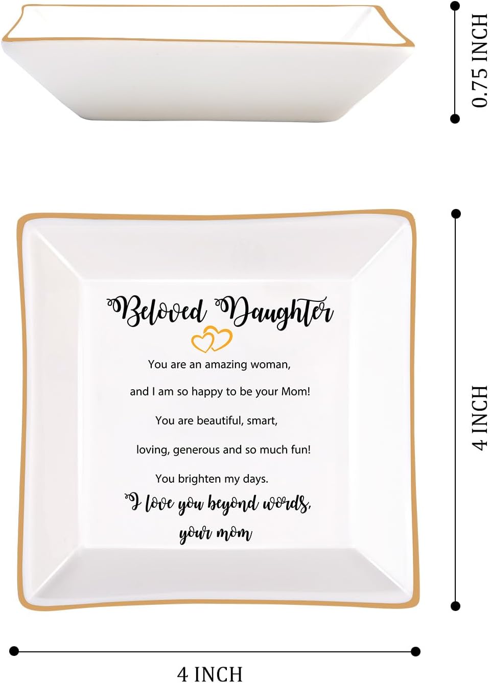 PUDDING CABIN Daughter Gifts from Mom Ring Dish Beloved Daughter Jewelry Tray Birthday Gift image 5