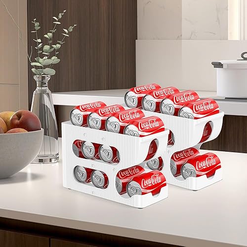 Miniatura 9 de Organizador de latas de soda para despensarefrigerador, dispensador automático de latas, almacenamiento, soporte y recipiente para refrigerador,