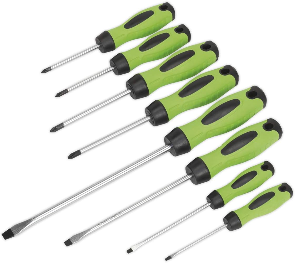 Sealey Hv003 Screwdriver Set 8Pc Hi-Vis Orange