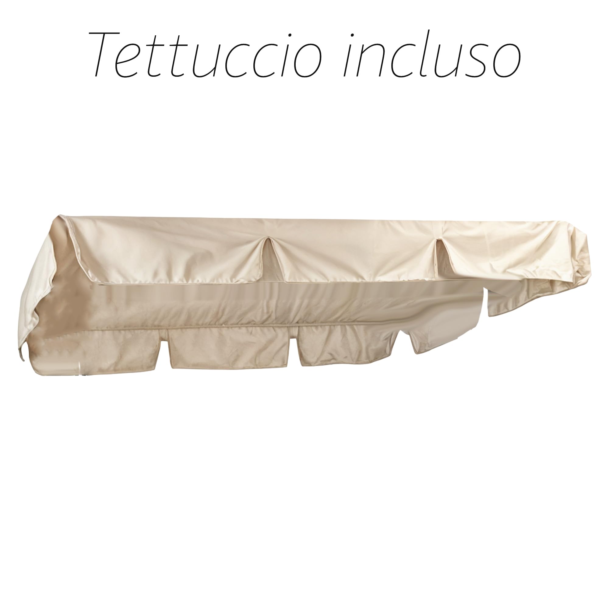 Sicignano | Set Cuscino per Dondolo da Esterni – Telo Parasole Incluso, Cotone/Poliestere con Imbottitura in Poliuretano Espanso, Ideale per Giardino Terrazza Veranda (Ecrù, 4 posti, 165x50x60h cm)
