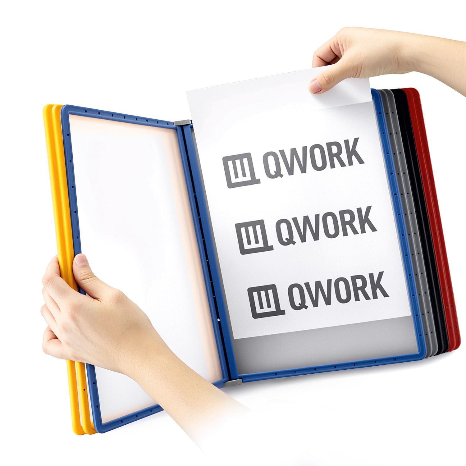 QWORK Système de Porte Document Mural 10 Panneaux d'Affichage A4
