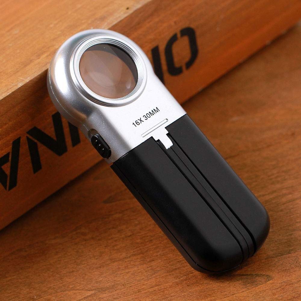 Lenti di ingrandimento, Lenti di ingrandimento per Hobby educativi, Lenti di ingrandimento Portatili ad Alta Definizione 16X con Luce LED, Lenti di ingrandimento in Giada