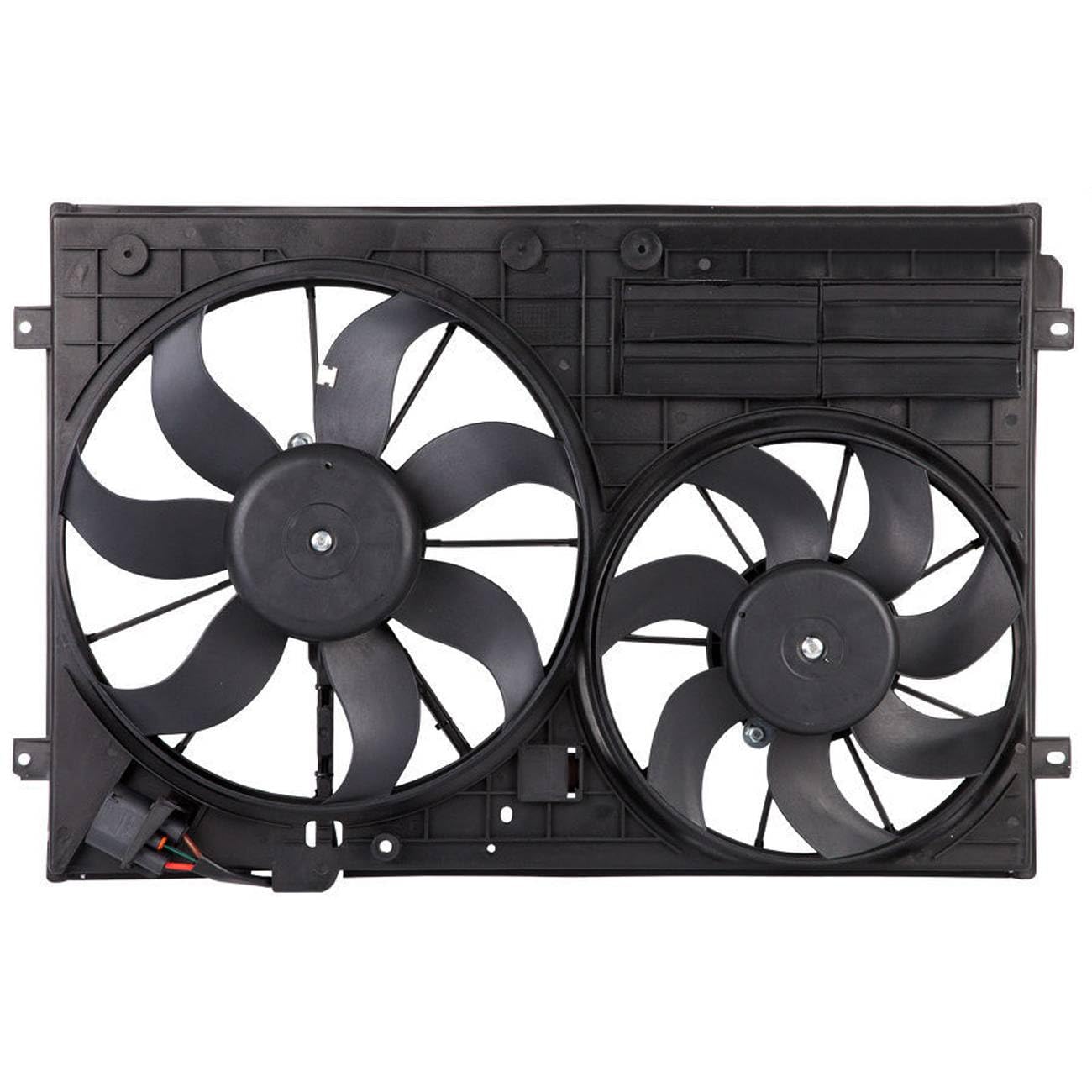 LINGDUGDE Dual Radiator Cooling Fan Front Side Assembly for VW for Beetle 2.5L 2012-2015 & 2.0L 2014-2015 for Golf 2.5L 2010-2014 for Passat 2.5L 2012-2013 for Rabbit 2.5L 2006-2009