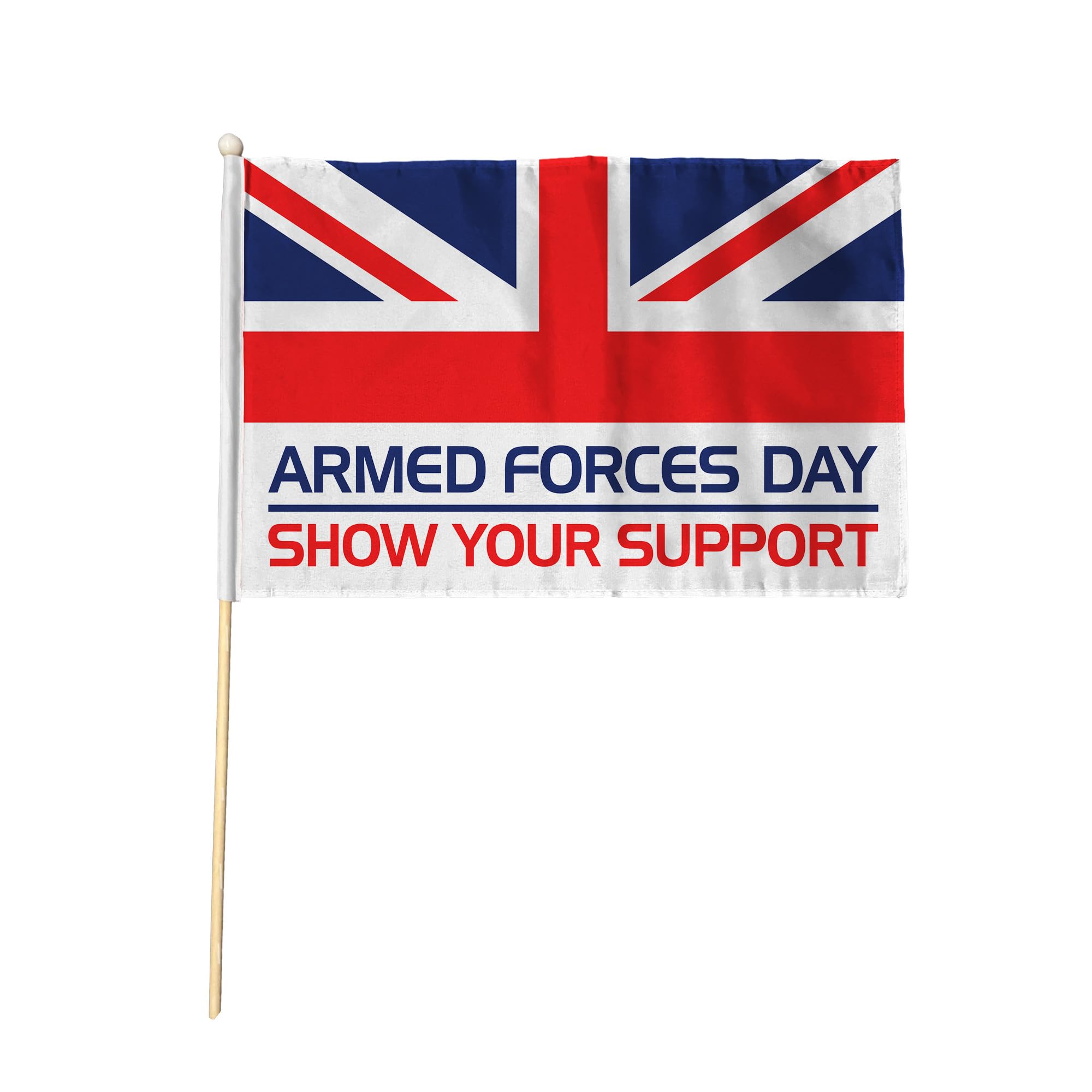 Flagtex Armed Forces Day Pack of 12 Hand Waving Flag (18x12 Inch Large) - Premium Wooden Stick Hand Flag Big Size Natural Wood Pole British Military Events Parades Celebrations — image 1