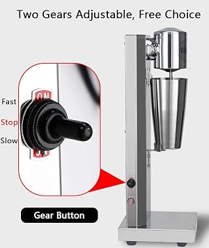 180W Electric Milhake Maker, 2-Speed Drink Mixer with 800ML inless Cup, Portable Smoothie Blender for Creamy Shakes, Protein Drin & Tea Shop Use, Easy Clean Design