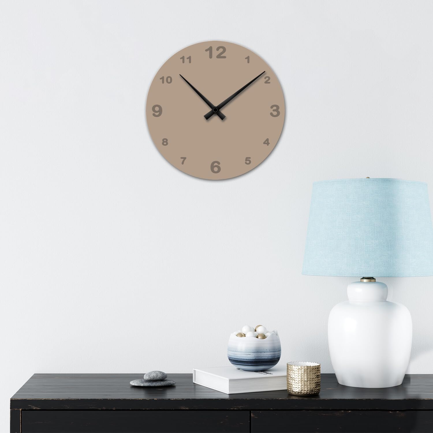 Giallobus - Reloj de línea Basic - Crema - Madera de MDF - Basic 30x30 - Mecanismo silencioso - Listo para Colgar - Modernos