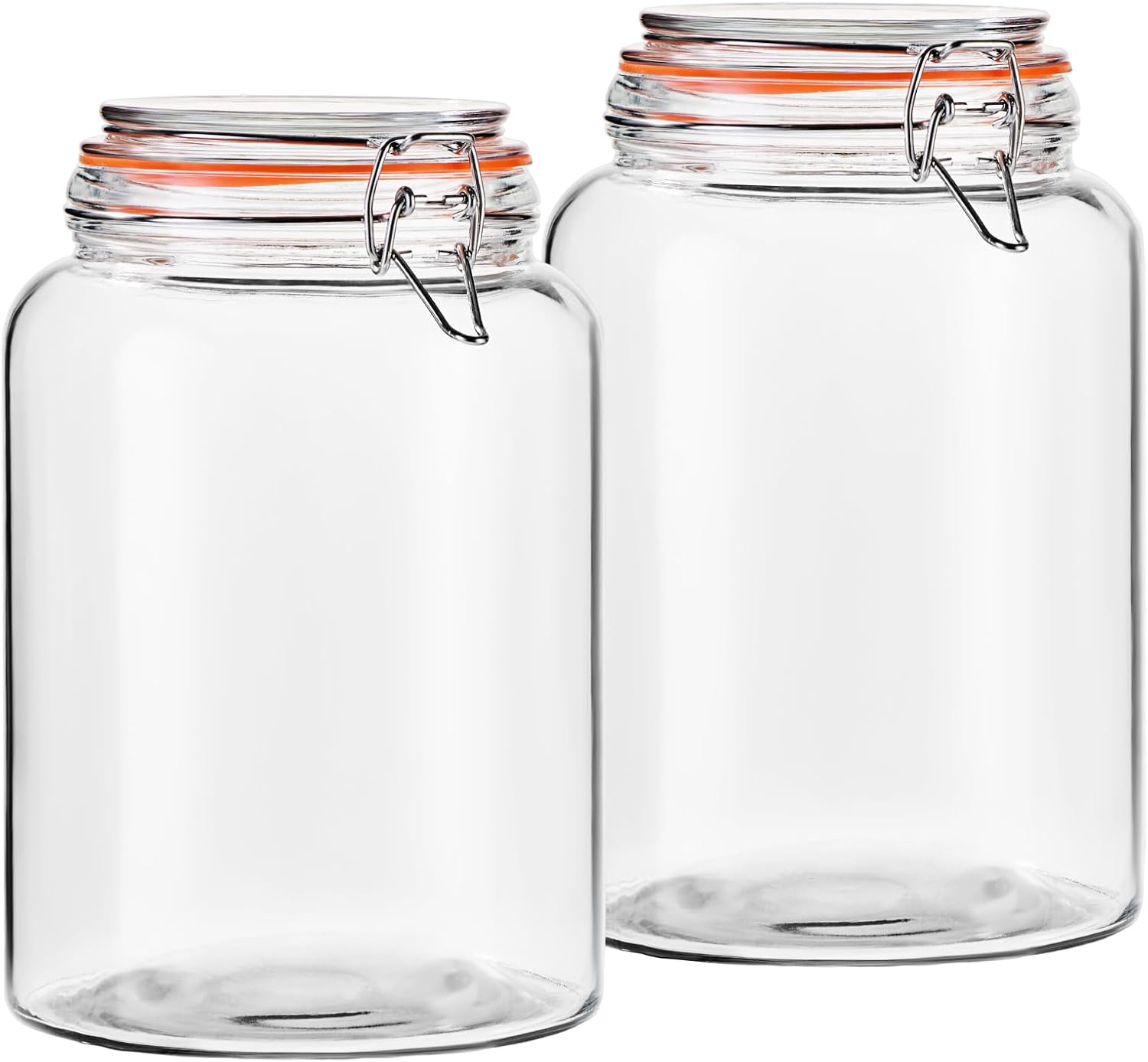 1 Gallon Glass Storage Jars with Airtight Lids, Wide Mouth Pantry Canisters for Flour, Sugar, Rice, Pickles and Fermenting, Set of 2