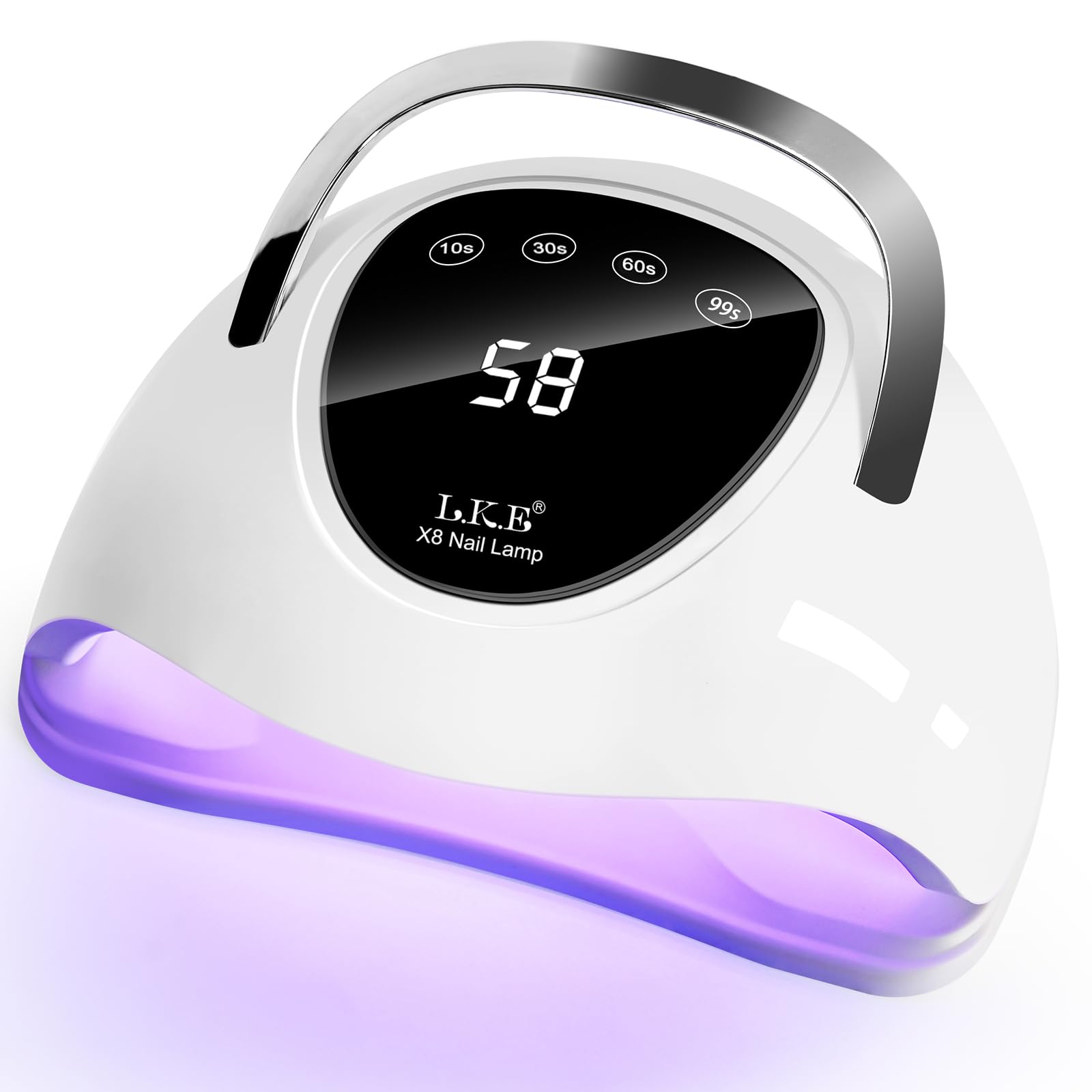 LKE Lampe UV Ongles Gel, 268W Lampe UV Ongles avec 4 Minuteries,60 LED, Automatique, Écran Tactile, Poignée Portable Séchoirs à Ongles pour Tous les Vernis Gel UV, Cadeau Parfait (9 * 14cm-white)