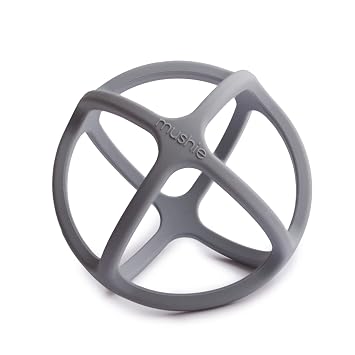 mushie Silicone Baby Teether Ball Toy (Dove Gray)
