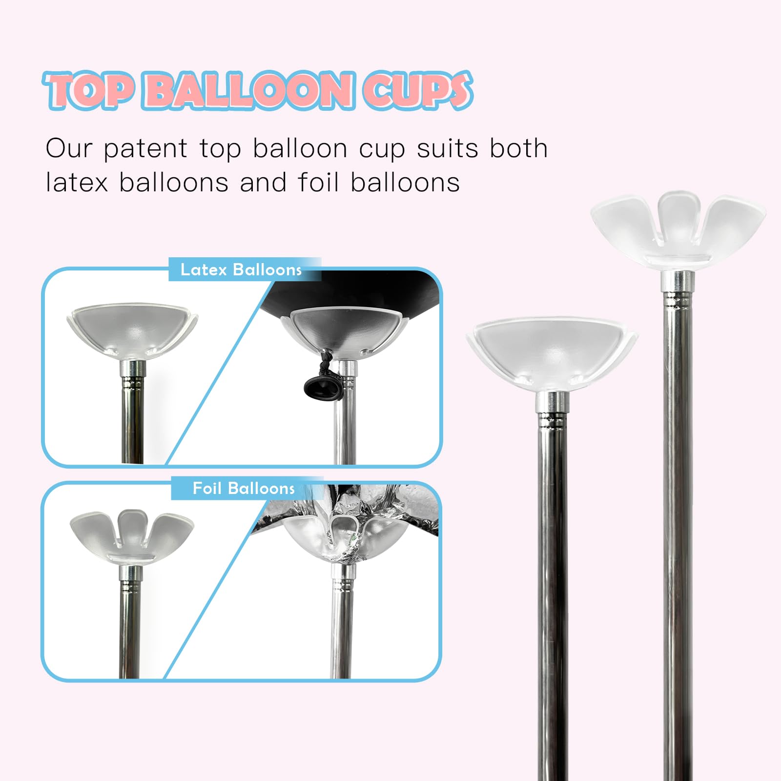 YALLOVE Supporto per colonne di palloncini, set di 2 supporti riutilizzabili per la decorazione della festa della rivelazione di genere (include palloncini)