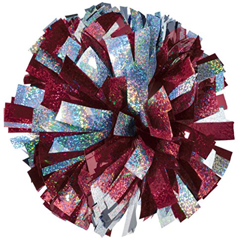 2-Color Holographic Mix Youth Cheer Pom - Maroon/Silver