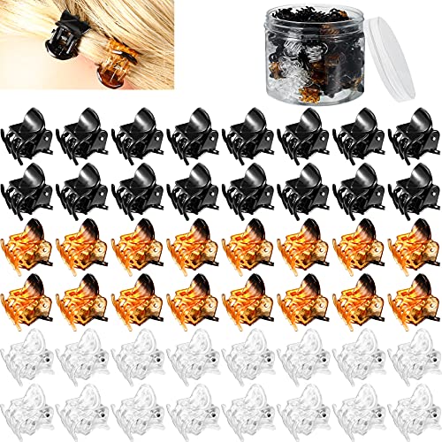 100 Pieces Mini Hair Claw Clip Plastic Small Colorful Hair Clamps Clips Tiny No-Slip Jaw Hair Clip With Box Container For Women Girls Styling Hair Accessories (Classic Colors) #TOP15