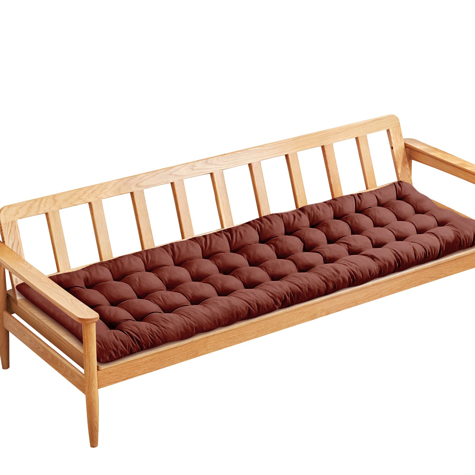 PLULON Brown Garden Bench Cushion 2/3 Seater Porch Swing Chair Cushion Bench Seat Pad Mat Furniture Pad for Patio Lawn Lounger 120x48cm — image 1