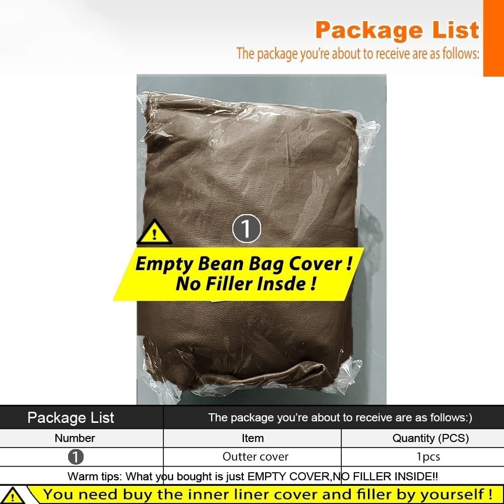 Bean Bag Chair Cover for Kids Teens Adults (No Filler) Soft Faux Leather Beanbag Couch Pouf Sofa Case Lazy Armchair Couch Floor Seating Living Room Furniture(Dark Green)