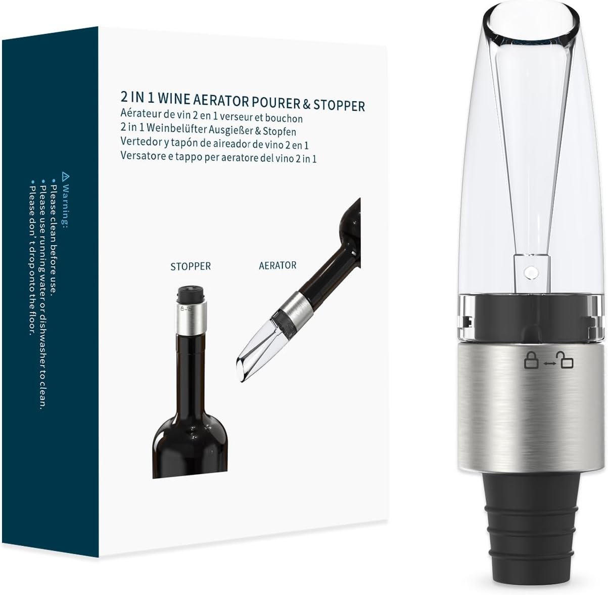 KITCHENDAO 2in1 Wine Aerator Pourer and Stopper, Premium