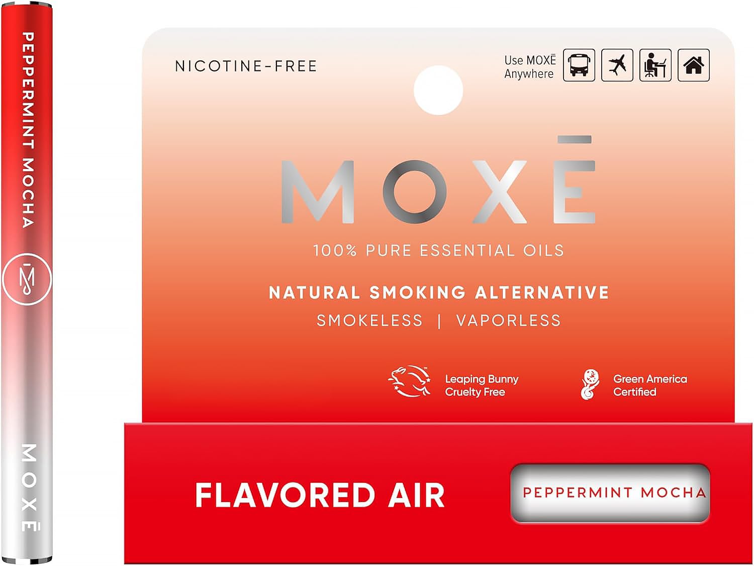 MOXE Natural Mochamint Smokeless Inhaler, Non-Electric Craving Relief, 1 PK | Menthol & Coffee Essential Oils Flavored Air, Oral Fixation Support, Cooling Sensation, No batteries or Charging