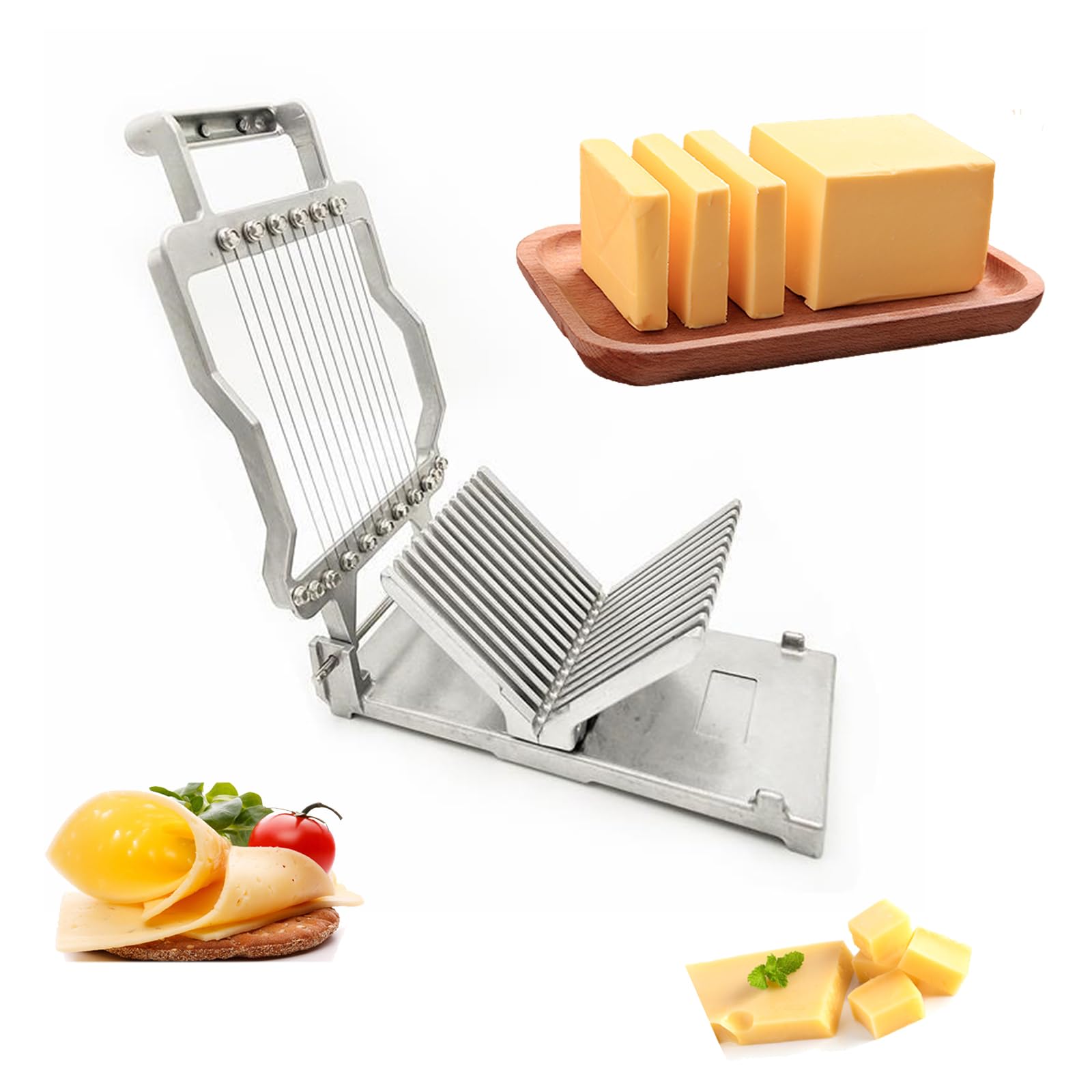 Käseschneider Aus Edelstahl 304 Mit Draht 1 cm Und 2 cm, Mehrzweck-Käsehobel Zum Schneiden Von Blockkäse, Mittagsfleisch Und Schokolade